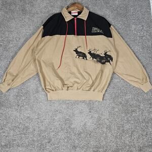 Vtg Pikes Peak Colorado Jacket Men's XL Brown Black Elk Lightweight USA Boho